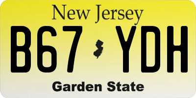 NJ license plate B67YDH