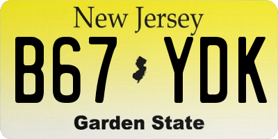 NJ license plate B67YDK