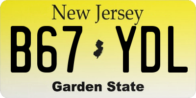 NJ license plate B67YDL