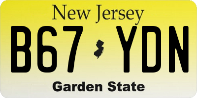 NJ license plate B67YDN