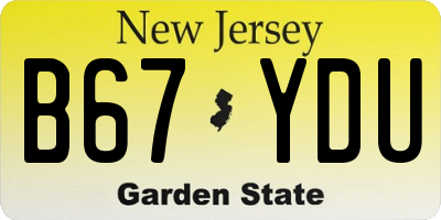 NJ license plate B67YDU