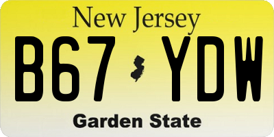 NJ license plate B67YDW