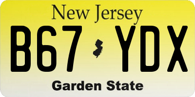 NJ license plate B67YDX