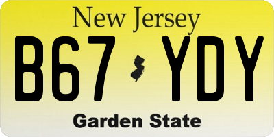 NJ license plate B67YDY