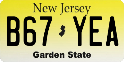 NJ license plate B67YEA