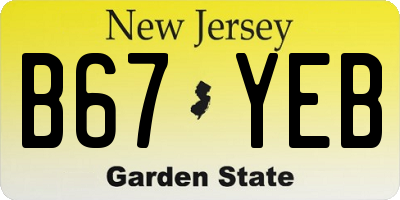 NJ license plate B67YEB