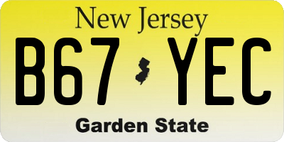 NJ license plate B67YEC