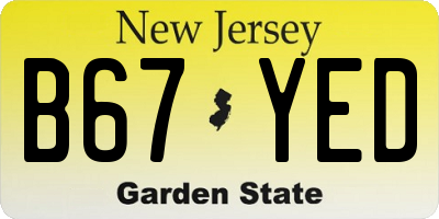 NJ license plate B67YED
