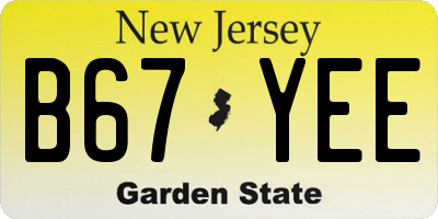 NJ license plate B67YEE