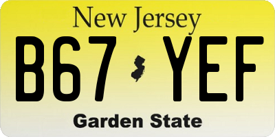 NJ license plate B67YEF