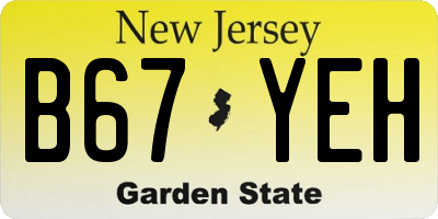 NJ license plate B67YEH