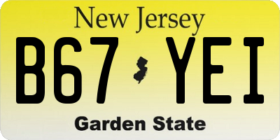 NJ license plate B67YEI