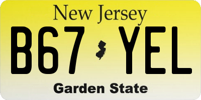 NJ license plate B67YEL