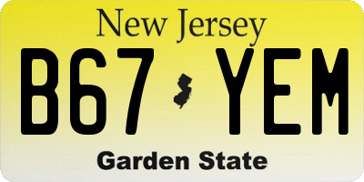 NJ license plate B67YEM