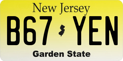 NJ license plate B67YEN
