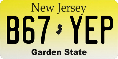 NJ license plate B67YEP