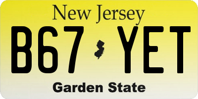 NJ license plate B67YET