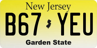 NJ license plate B67YEU