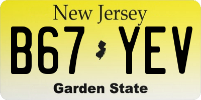 NJ license plate B67YEV