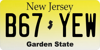 NJ license plate B67YEW