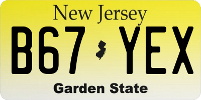 NJ license plate B67YEX