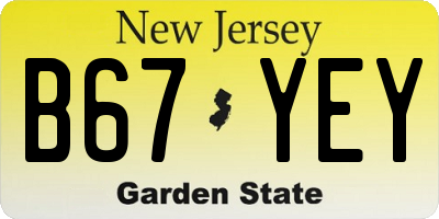 NJ license plate B67YEY