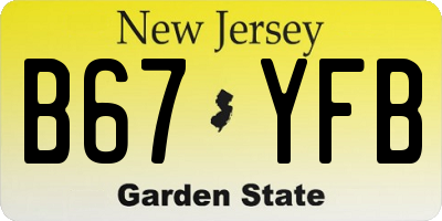 NJ license plate B67YFB