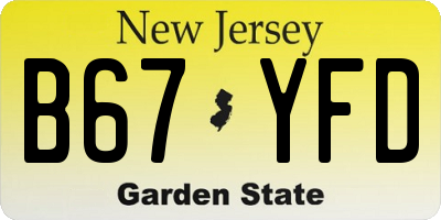 NJ license plate B67YFD