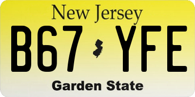 NJ license plate B67YFE
