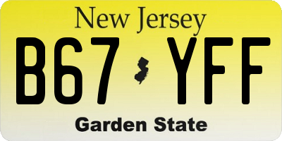 NJ license plate B67YFF