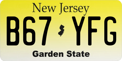 NJ license plate B67YFG