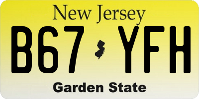 NJ license plate B67YFH
