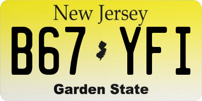 NJ license plate B67YFI