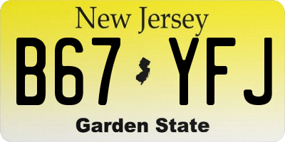 NJ license plate B67YFJ