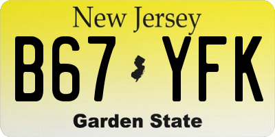 NJ license plate B67YFK