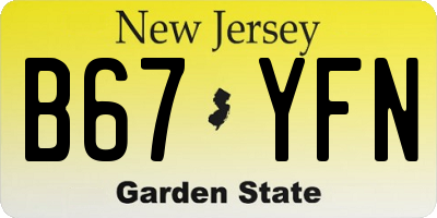 NJ license plate B67YFN