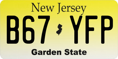 NJ license plate B67YFP