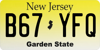 NJ license plate B67YFQ