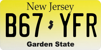 NJ license plate B67YFR