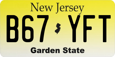 NJ license plate B67YFT