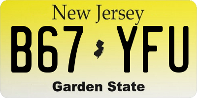 NJ license plate B67YFU