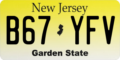 NJ license plate B67YFV
