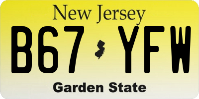 NJ license plate B67YFW