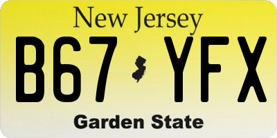 NJ license plate B67YFX