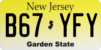 NJ license plate B67YFY