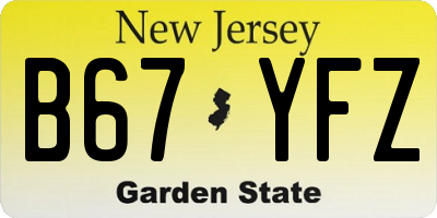 NJ license plate B67YFZ