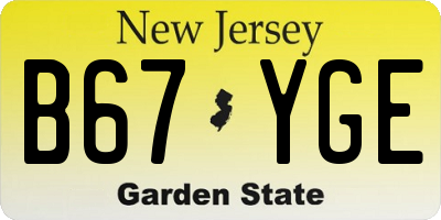 NJ license plate B67YGE