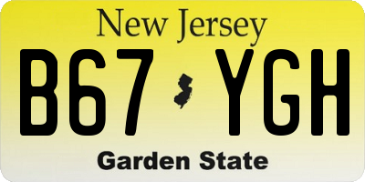 NJ license plate B67YGH