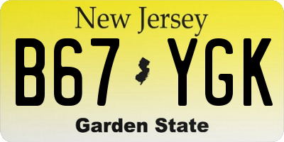 NJ license plate B67YGK