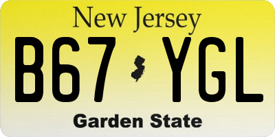 NJ license plate B67YGL